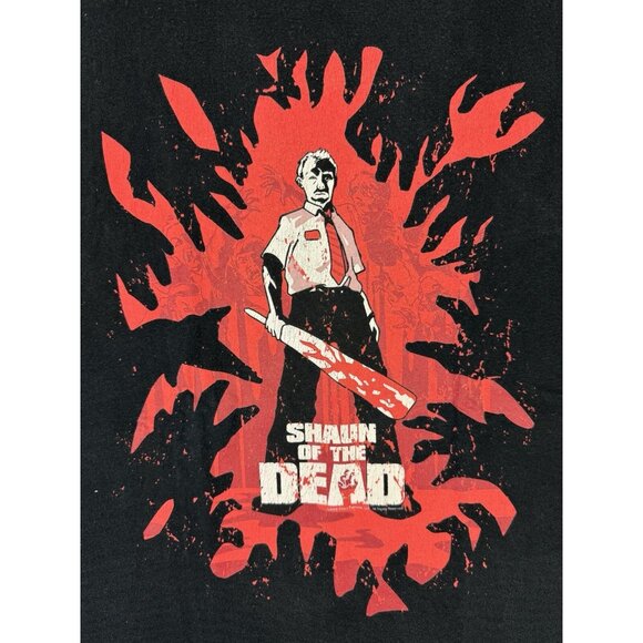 Vintage Y2K Shaun Of The Dead Movie Promo Rare Art Zombie Blood Medium T Black - Picture 3 of 8